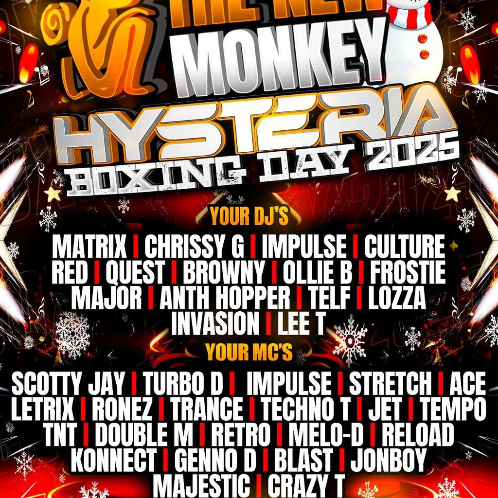 The New Monkey Vs Hysteria, 26 December | Event in Sunderland | AllEvents