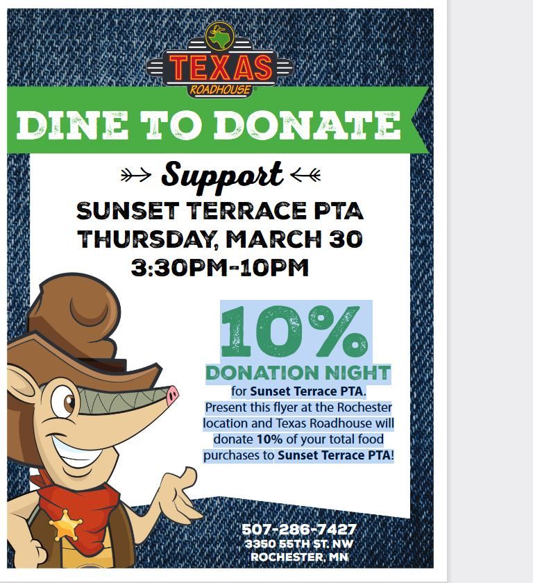Texas Roadhouse Fundraiser for SST PTA , Texas Roadhouse (Rochester, MN