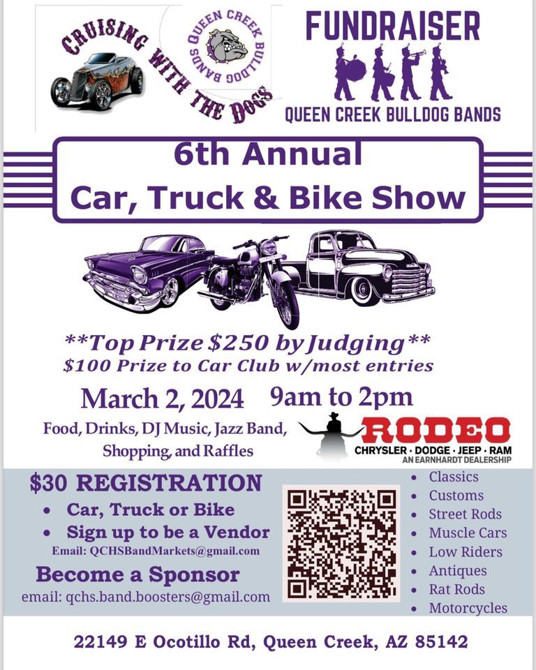 QCHS Bands Car Show and Bazaar, 22149 E Ocotillo Rd, Queen Creek, AZ, 2