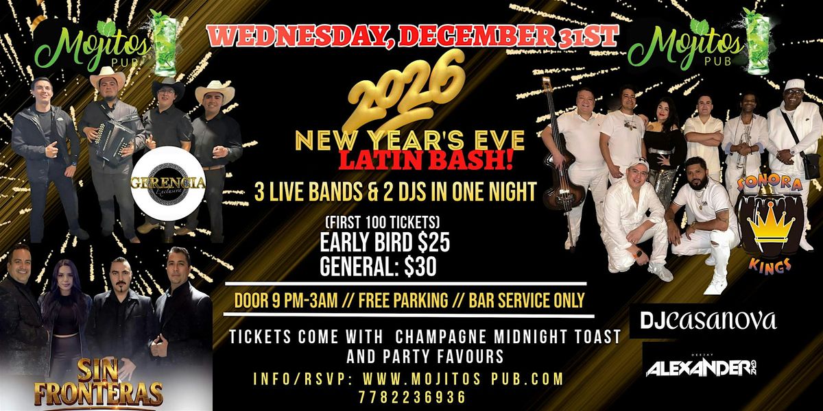 NEW YEARS EVE LATIN BASH AT MOJITOS PUB!, 31 December | Event in Surrey | AllEvents