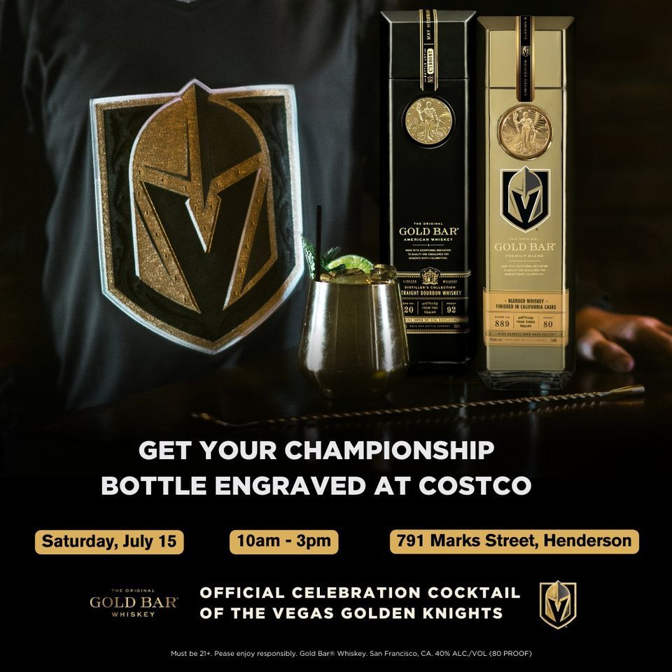 Gold Bar Whiskey x Vegas Golden Knights Championship Bottle Engraving