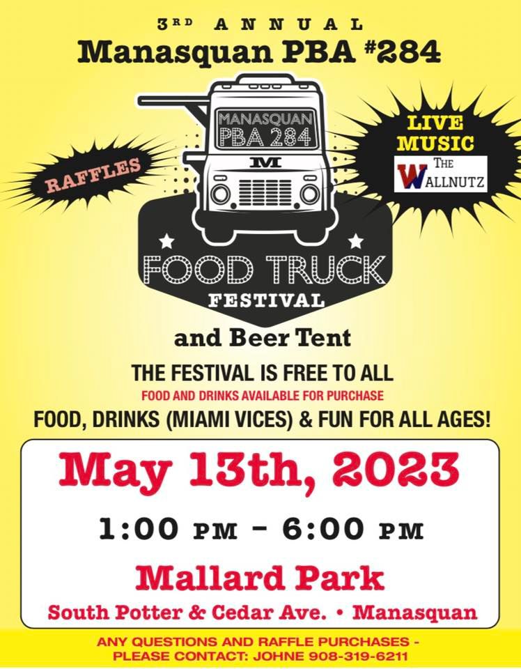 Manasquan PBA 284 Food Truck Festival, Mallard Park Manasquan, 13 May