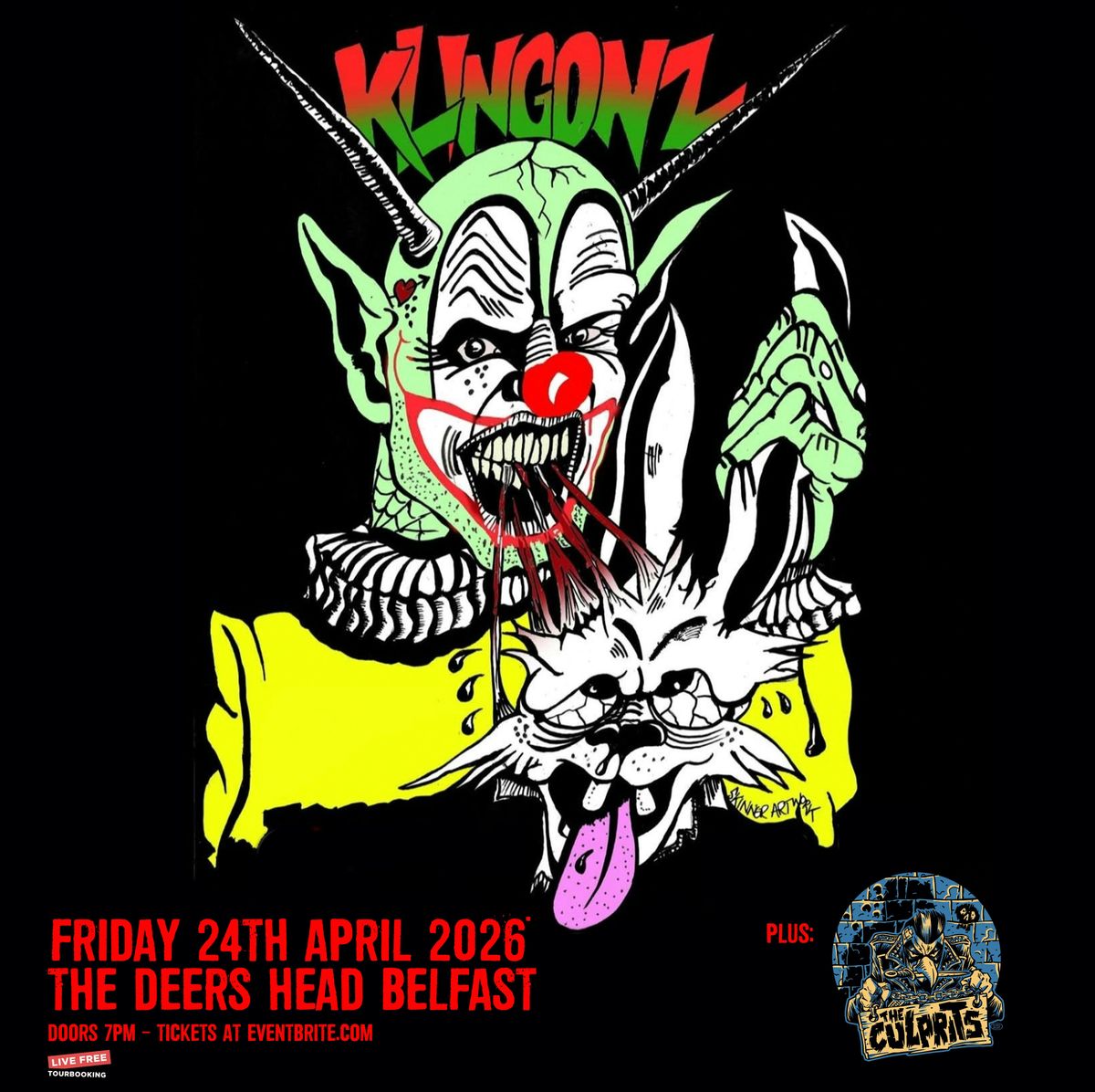 Klingonz Klownz & The Culprits at The Deers Head Belfast 24/4/26, 24 April | Event in Belfast | AllEvents