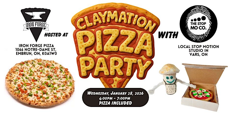 Claymation Pizza Party at Iron Forge Pizza (Embrun), 28 January | Event in Embrun | AllEvents