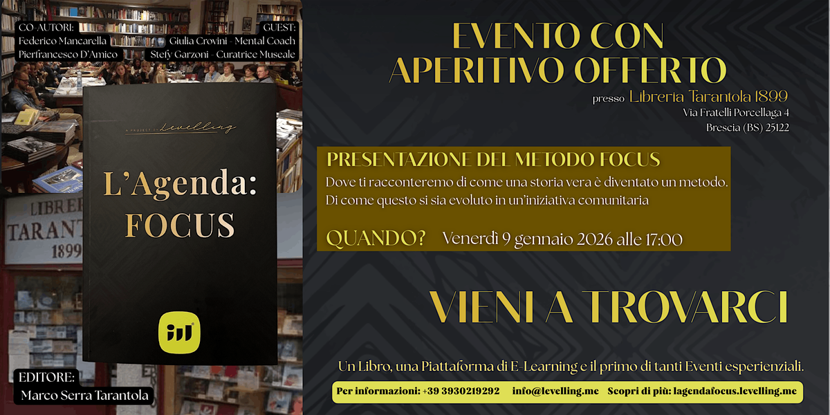 Workshop Esperienziale - L'Agenda:FOCUS (Announcement), 9 January | Event in Brescia | AllEvents