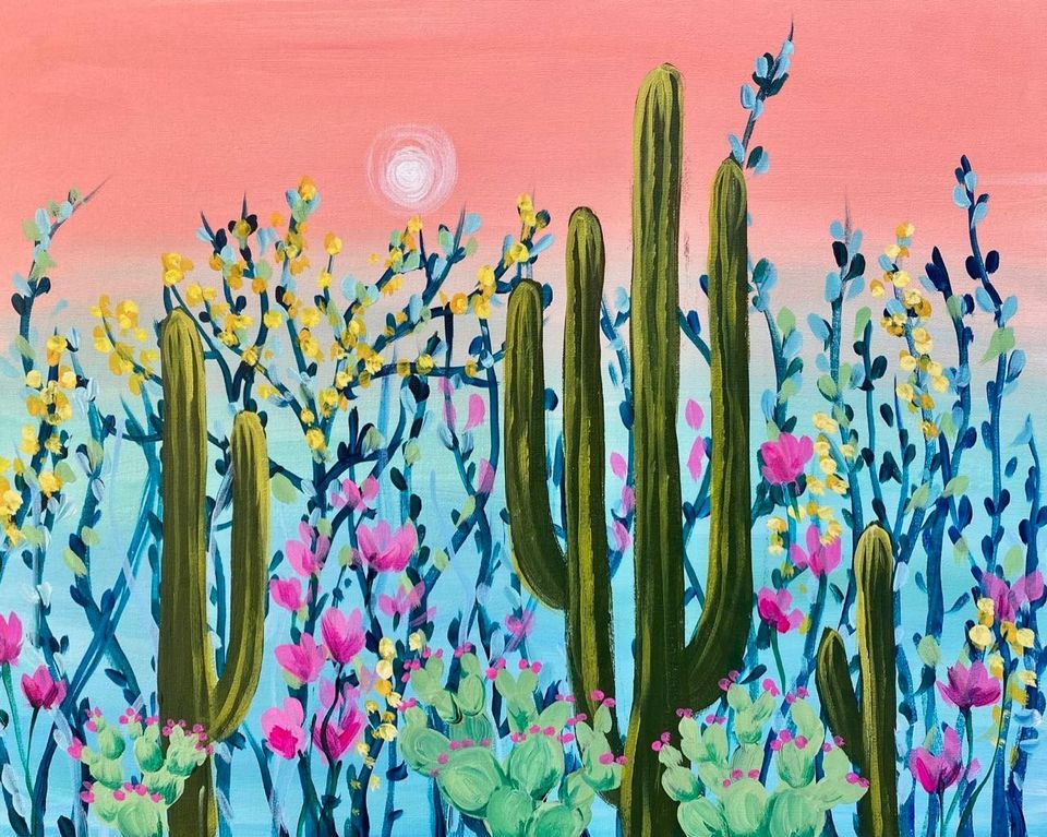 VAN GOGH VINO Sip & Paint Saguaro Sunrise, Creative Color Art Studios, Scottsdale, 17 February