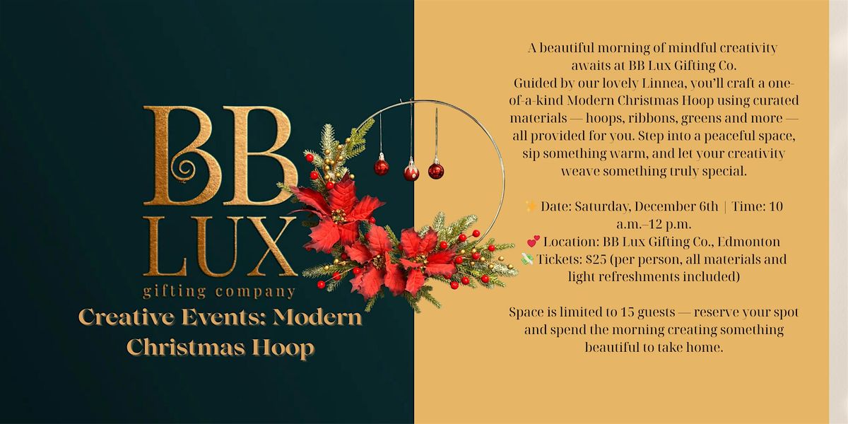 Modern Christmas Hoop Workshop at BB Lux, 6 December | Event in Edmonton | AllEvents