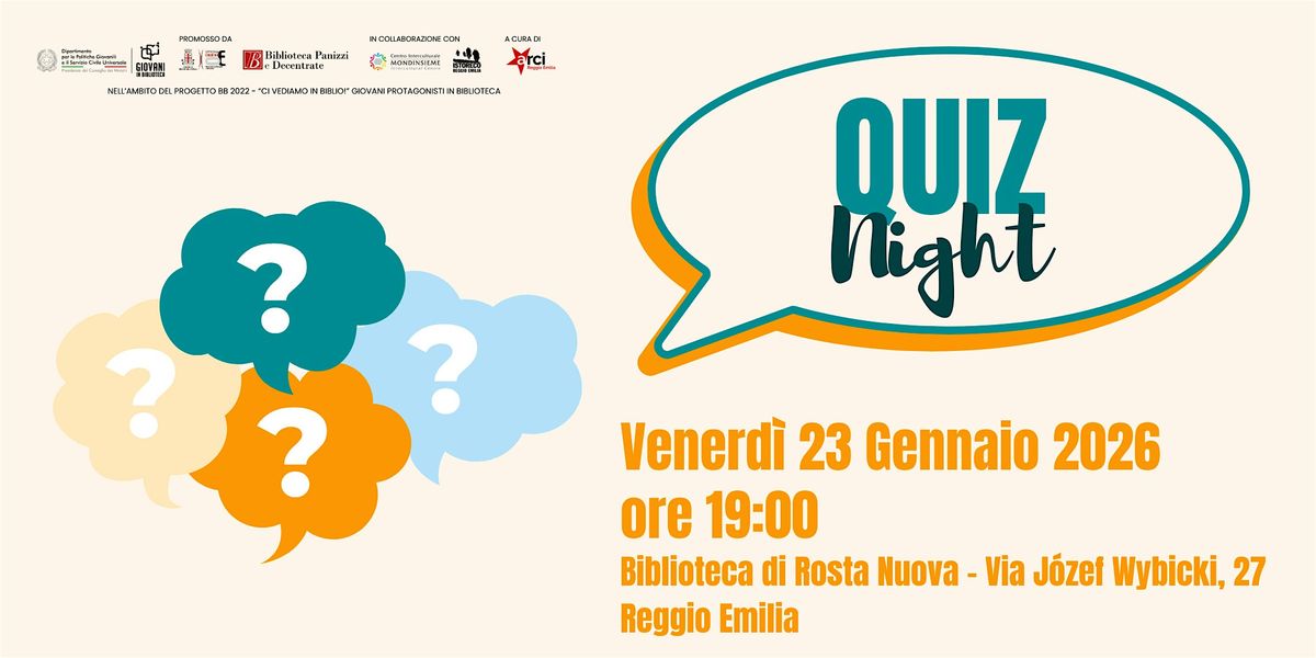 Quiz Night, 23 January | Event in Reggio Emilia | AllEvents
