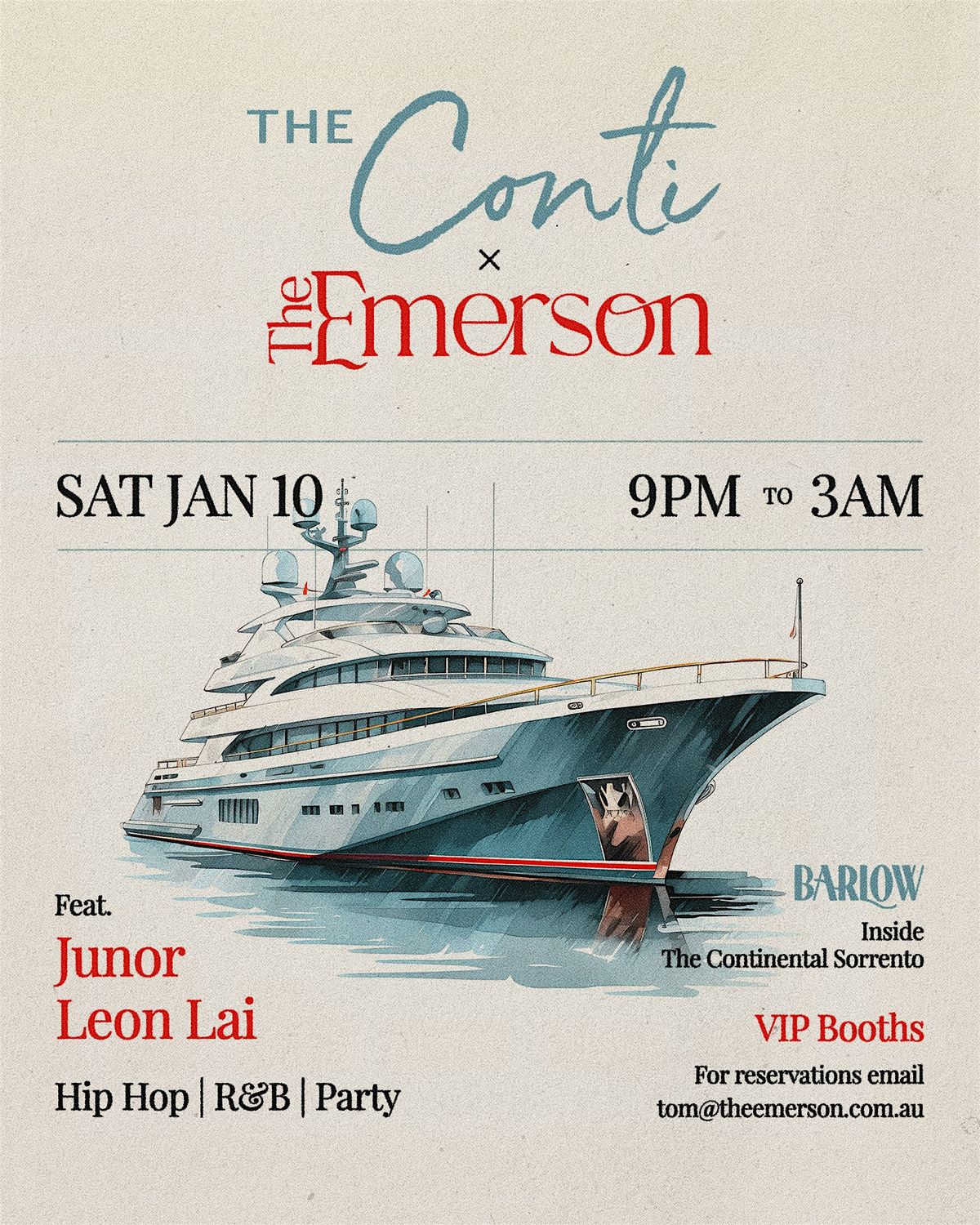 The Conti x The Emerson Jan 10th, 10 January | Event in Sorrento | AllEvents