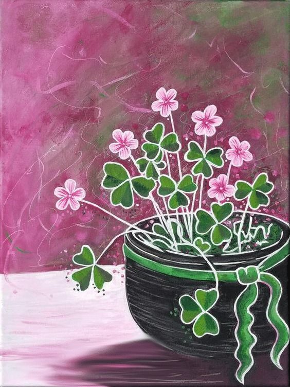 Paint & Sip Class Lucky Pot of Flowers, Strokes Art Bar, Fort
