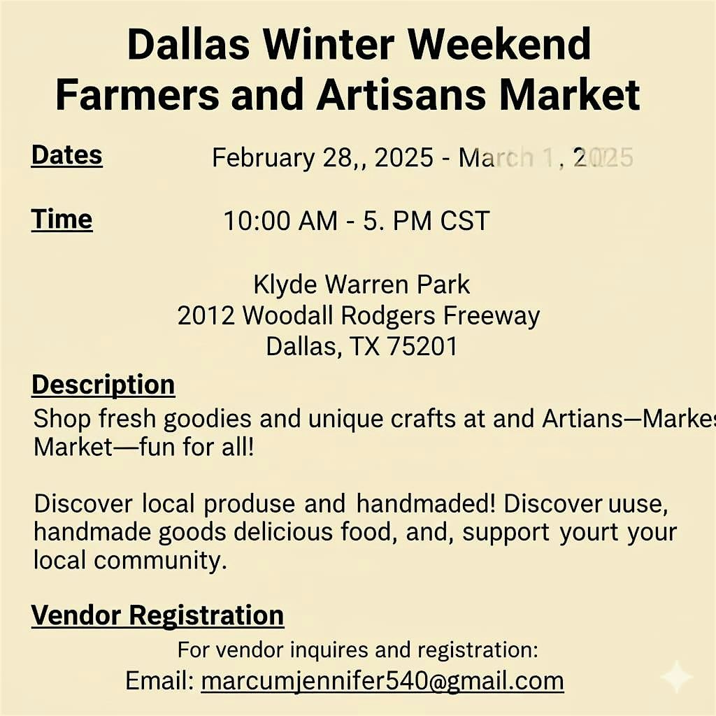Dallas Winter Weekend Farmers and Artisans Market
