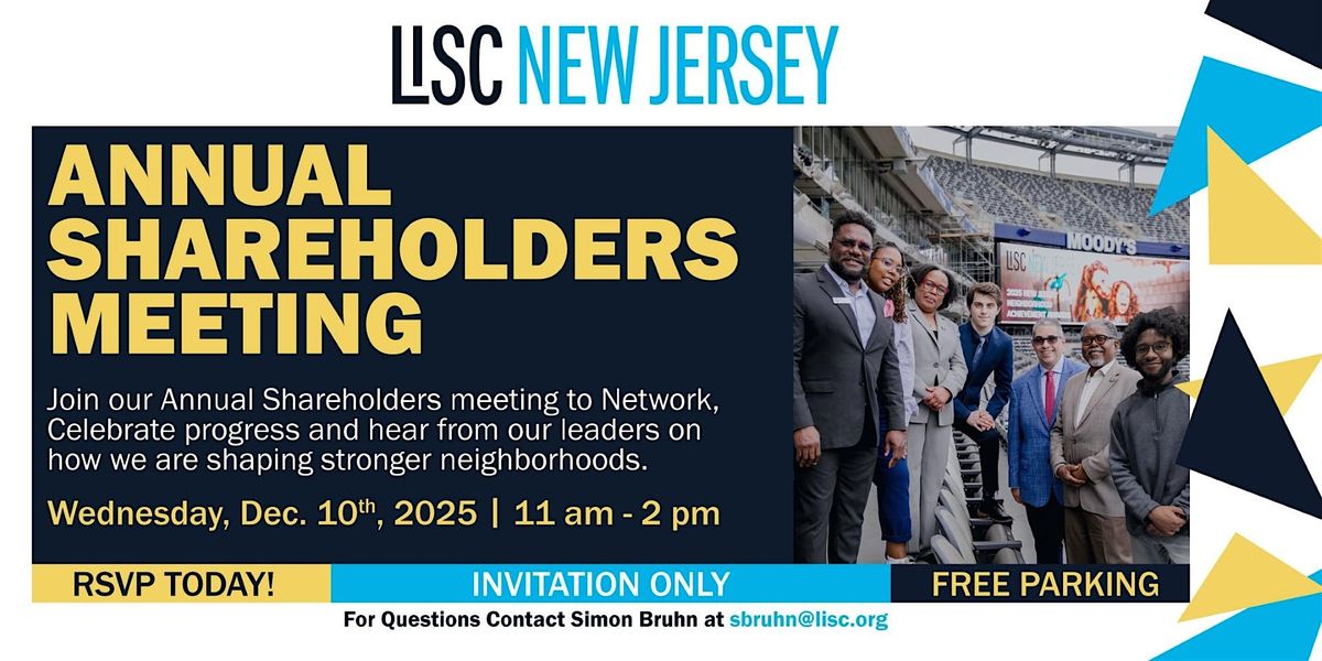 LISC New Jersey  Annual Shareholder Meeting, 10 December | Event in Piscataway | AllEvents