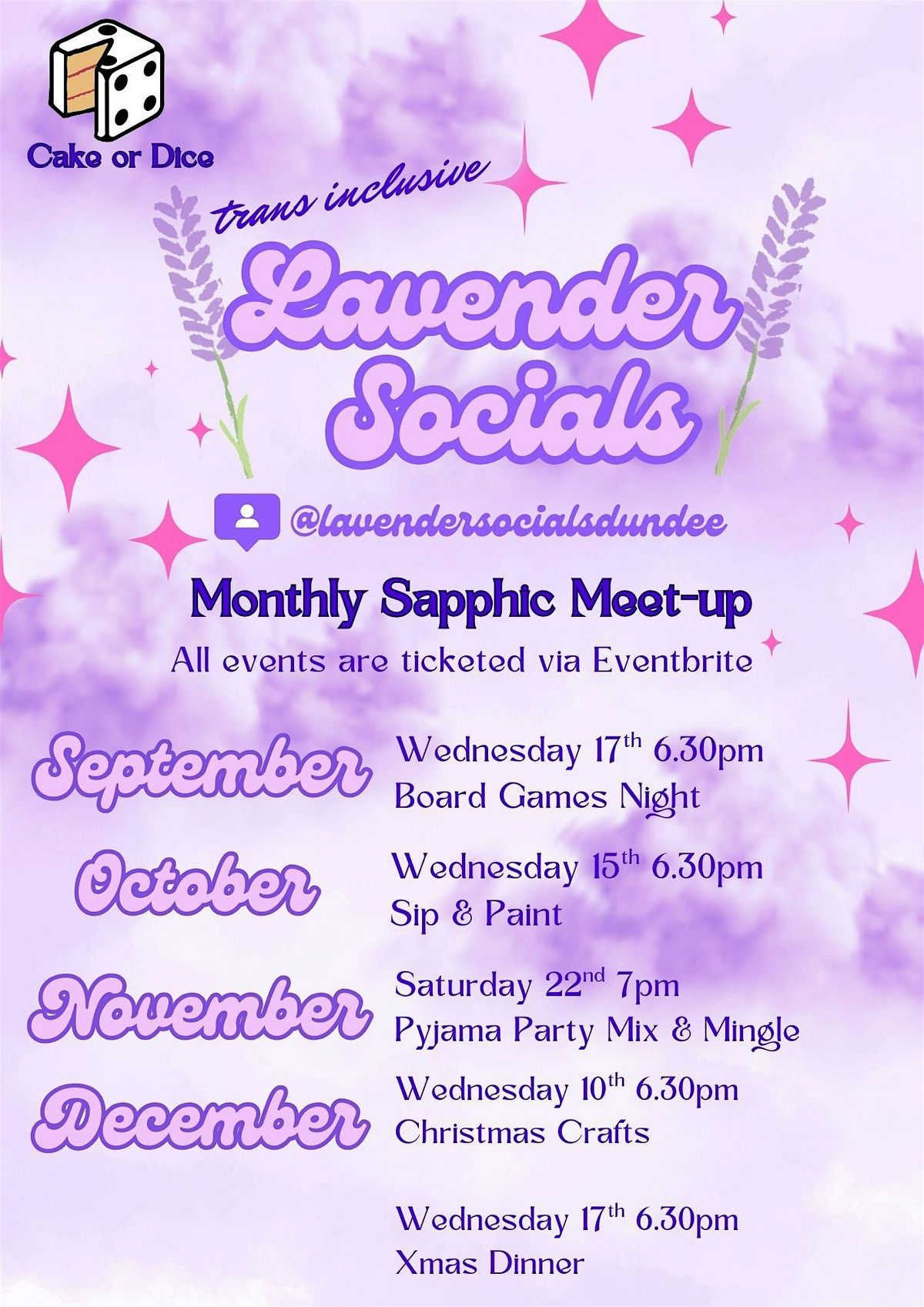 Lavender Socials Mix & Mingle - Come as your Type, Cake or Dice, Dundee ...