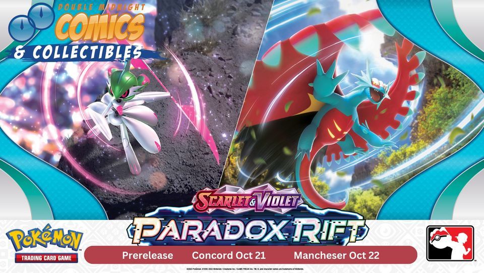 Pokemon TCG Paradox Rift Prerelease, Double Midnight Comics Concord