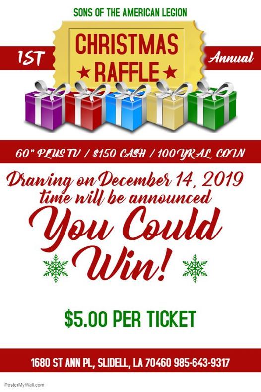 Sals Christmas Raffle At American Legion Post 185 Slidell La Slidell