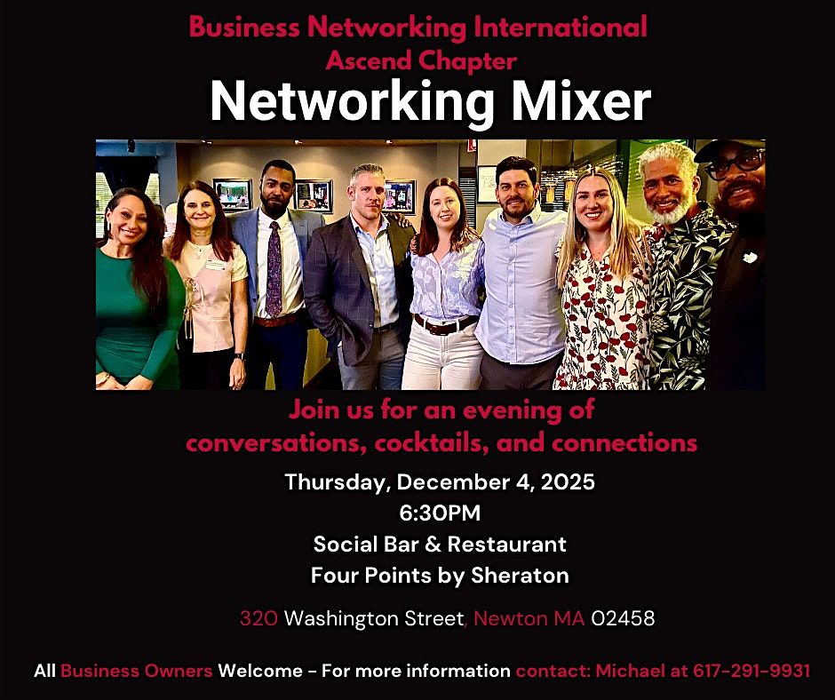 Business Networking International - BNI Ascend - 'Happy Hour Mixer', 4 December | Event in Newton | AllEvents