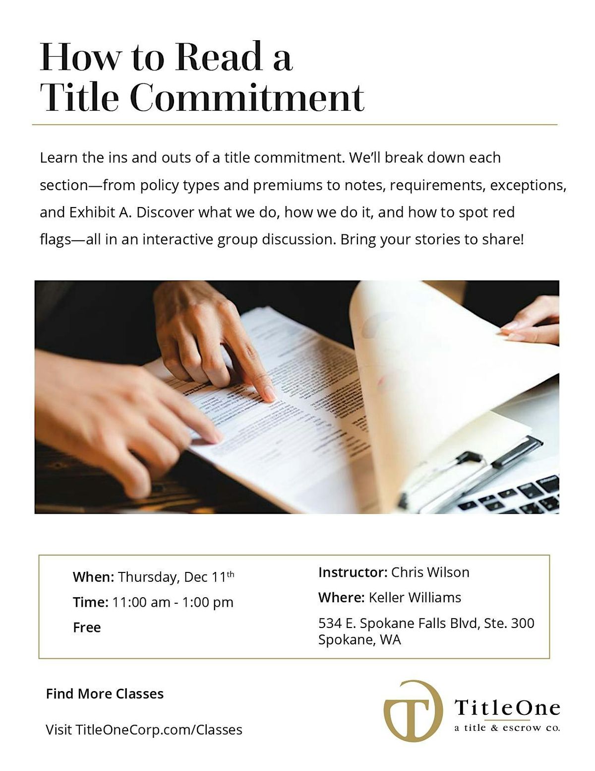 How to Read a Title Committment, 11 December | Event in Spokane | AllEvents