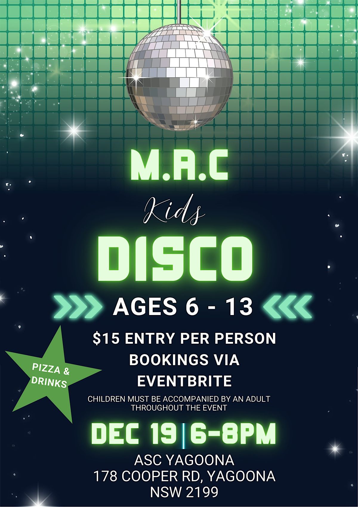M.A.C Kids Disco, 19 December | Event in Yagoona | AllEvents