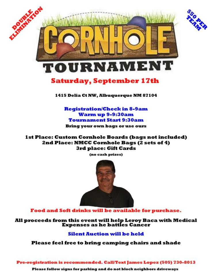 Cornhole tournament to benefit leroy baca, 1415 delia ct nw, albuquerque, nm 87104-2729, united Cornhole Tournament to benefit Leroy Baca, 1415 Delia Ct NW, Albuquerque, NM 87104-2729, United