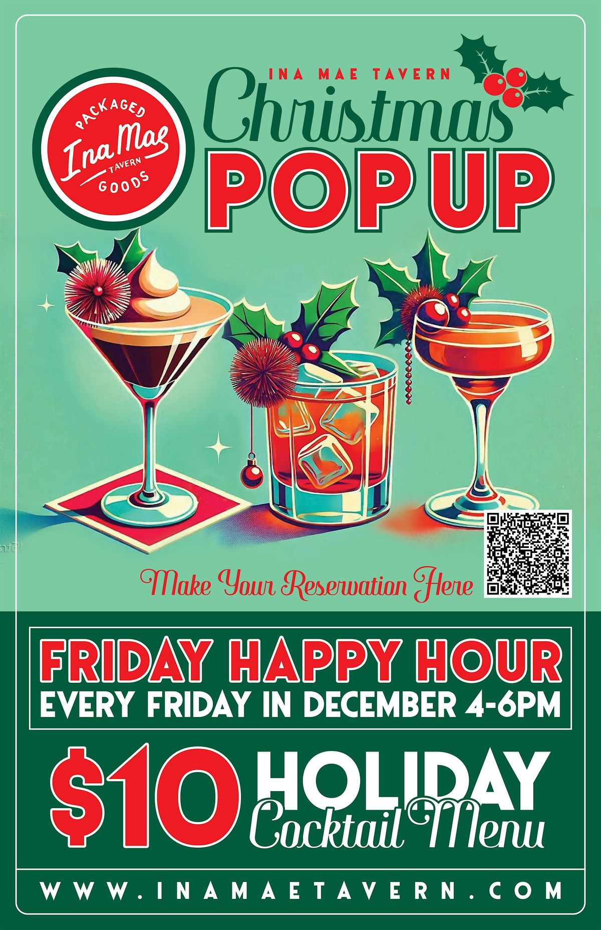 Ina Mae Tavern in Wicker Park Christmas Pop-Up Friday Happy Hour from 4-6PM, 5 December | Event in Chicago