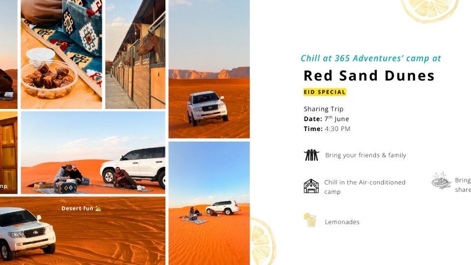 Eid Special: Shared Red Sands Safari + Camp Visit, 7 June | Event in Riyadh | AllEvents