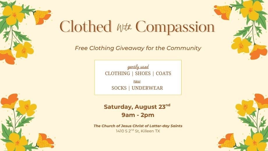 Clothed With Compassion, 23 August | Event in Killeen | AllEvents