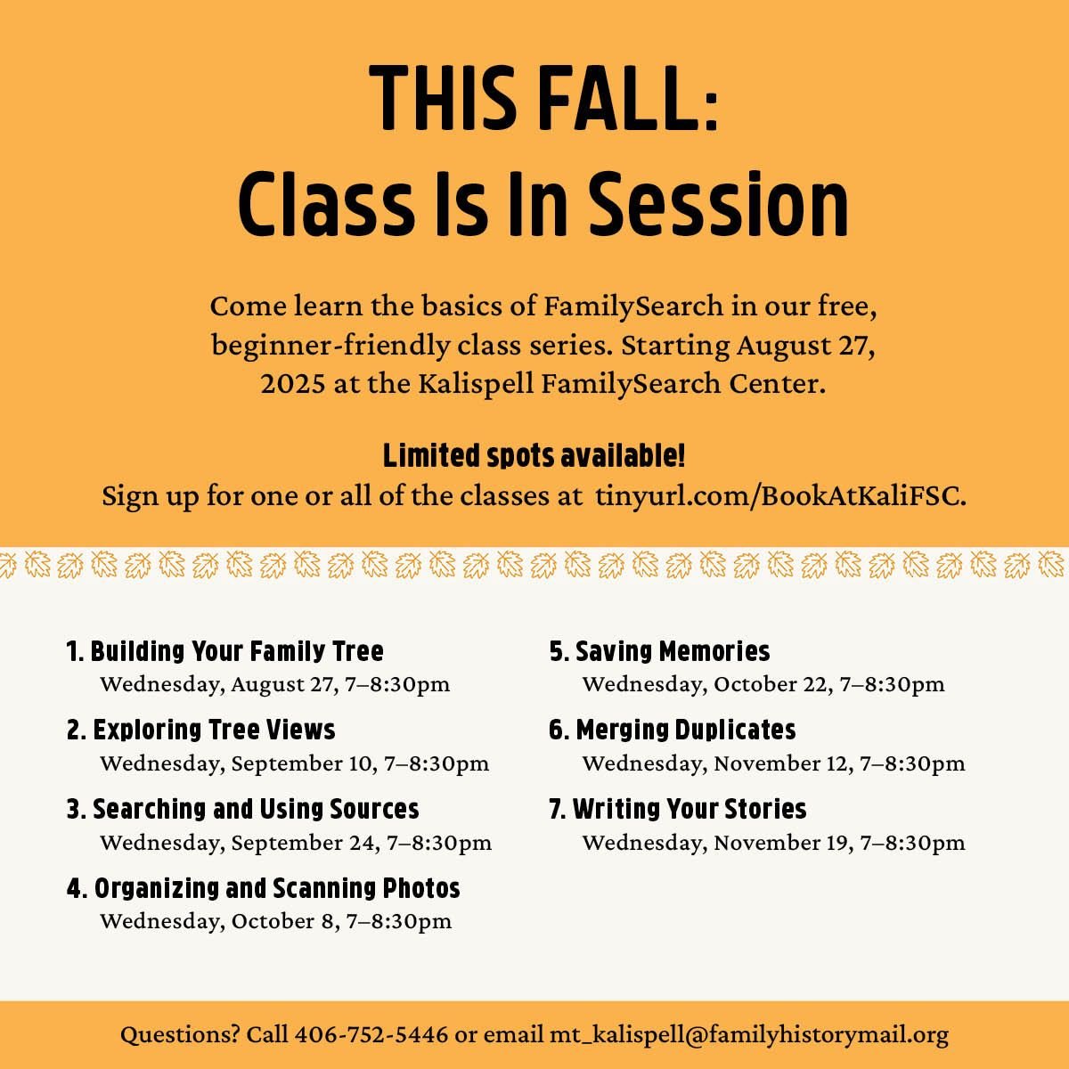 FamilySearch Basics Class Series, 27 August | Event in Kalispell | AllEvents