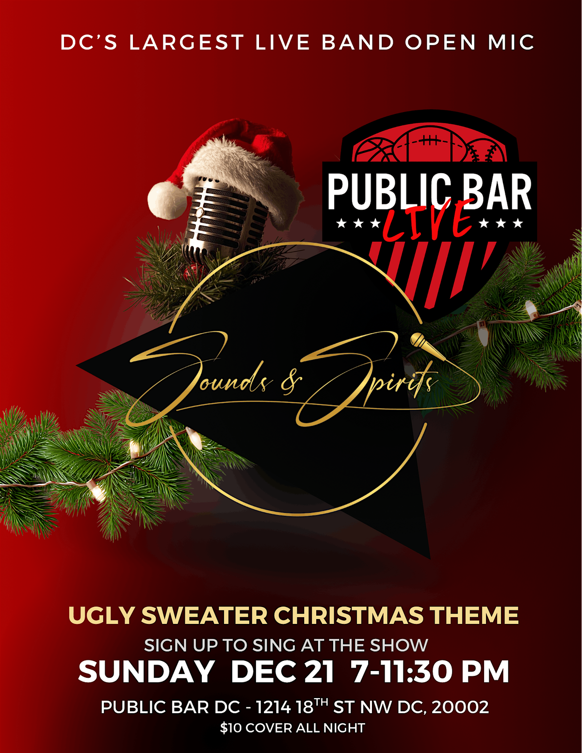 Sounds & Spirits Christmas Edition  2025 - Live Band Open Mic, 21 December | Event in Washington | AllEvents
