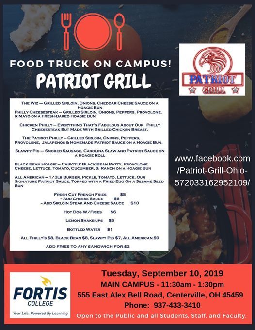 Patriot Grill Food Truck On Campus Fortis College Centerville Kettering September 10 2019 Allevents In