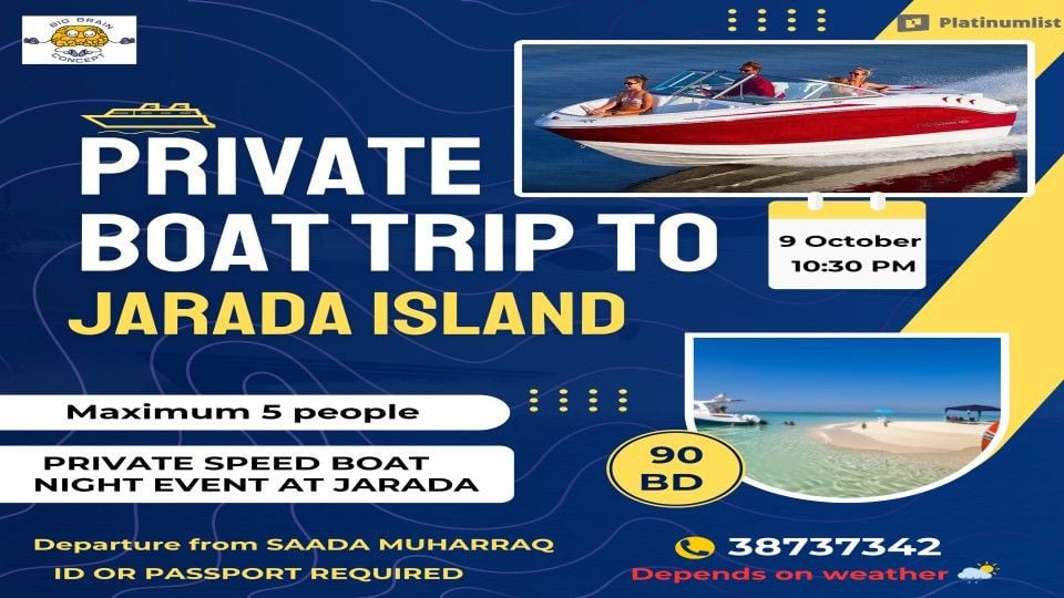 Private Boat Trip to Jarada Island, 9 October | Event in Muharraq | AllEvents
