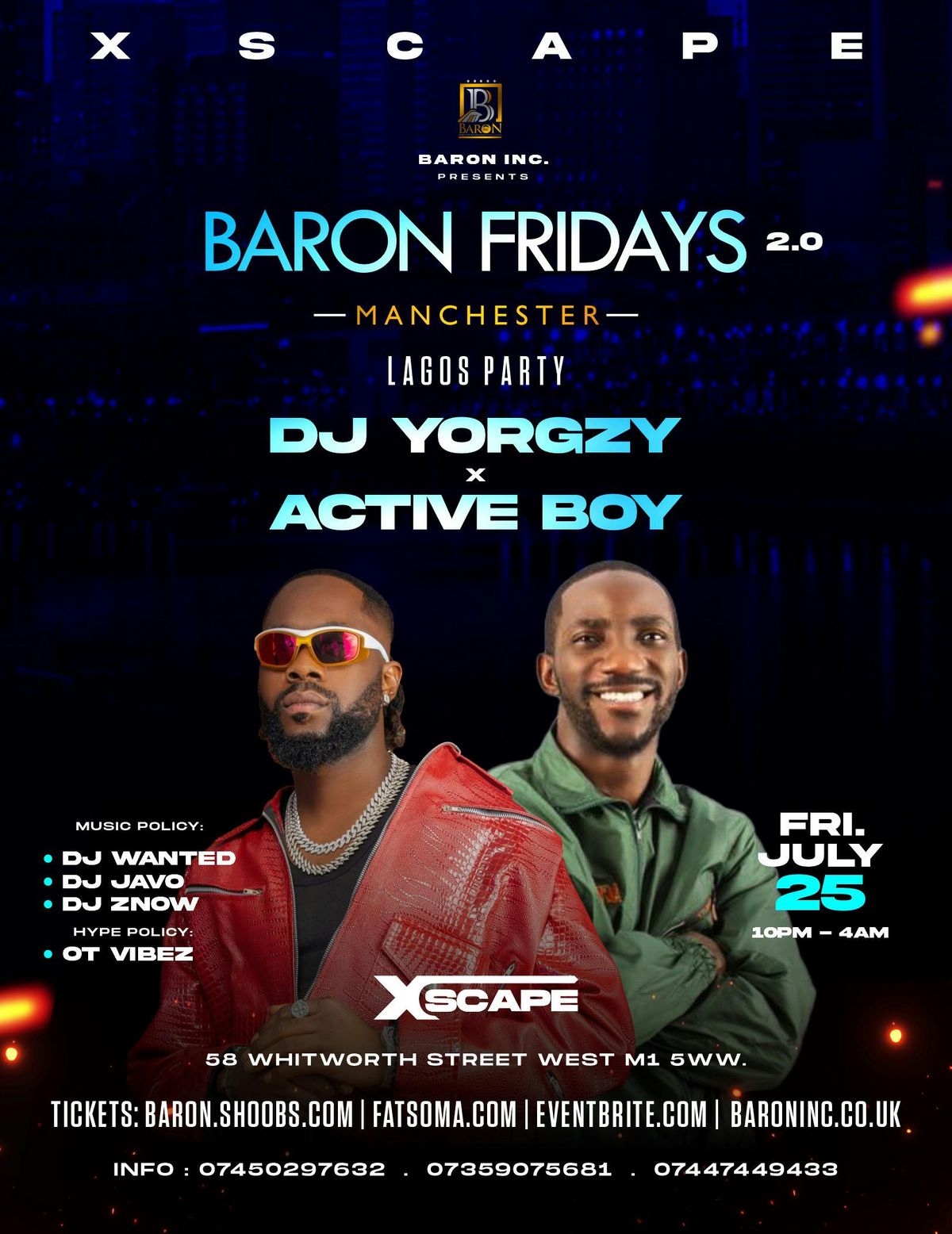 BARON FRIDAYS 2.0 - Lagos Party - DJ YORGZY x ACTIVE BOY - Afrobeats / HipHop / DanceHall / Amapiano, 25 July