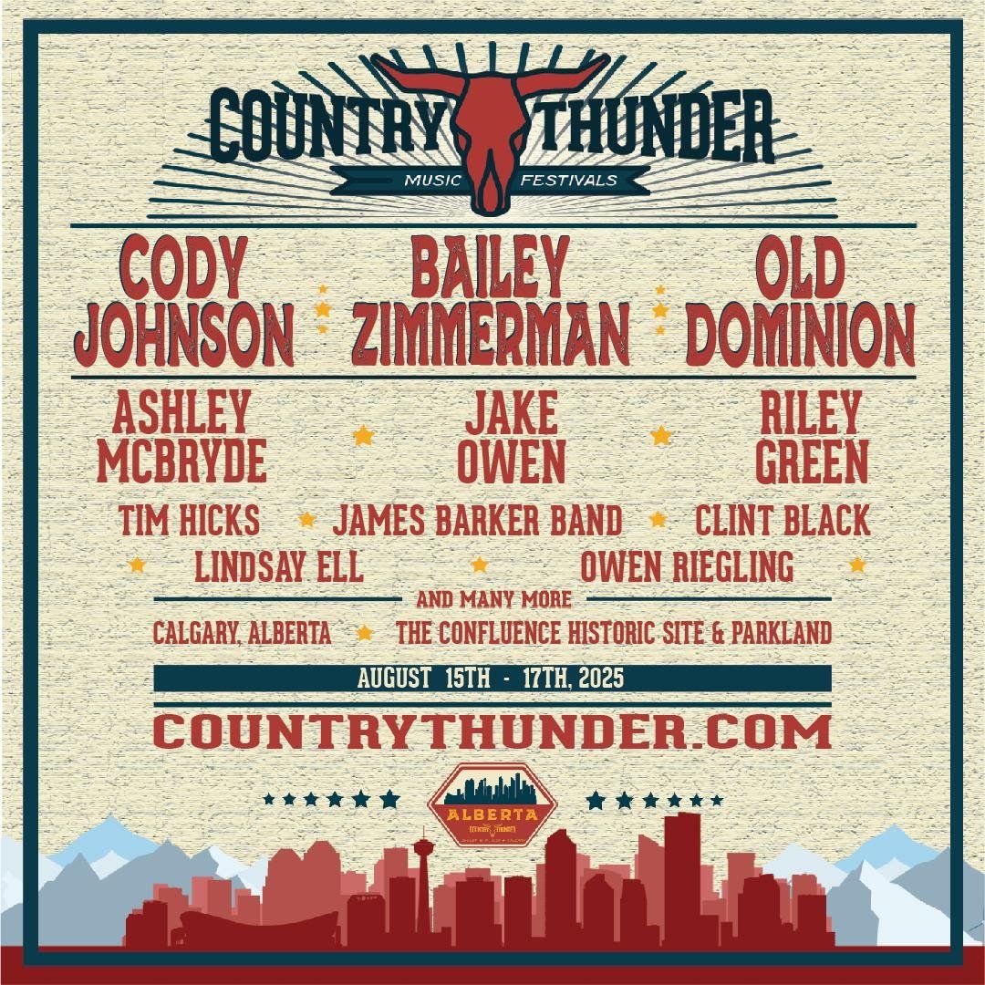 2025 Country Thunder Alberta: Bailey Zimmerman & Jake Owen - Saturday, 15 August | Event in Calgary | AllEvents
