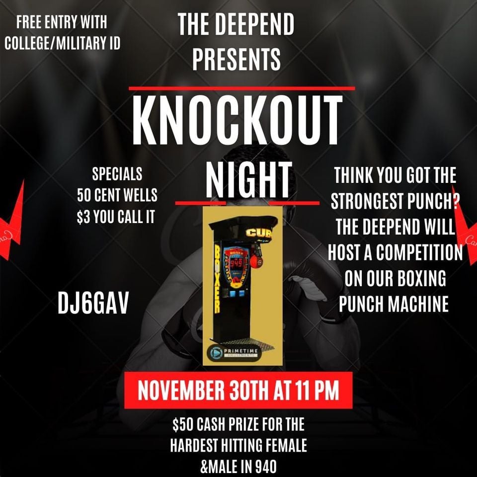 College night Boxing machine challenge , The Deep End, Wichita Falls