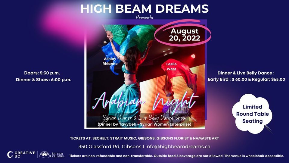 NEW DATE May 27 2023 !!! Arabian Night - Belly Dance and Syrian Dinner, 27 May | Event in Gibsons | AllEvents.in