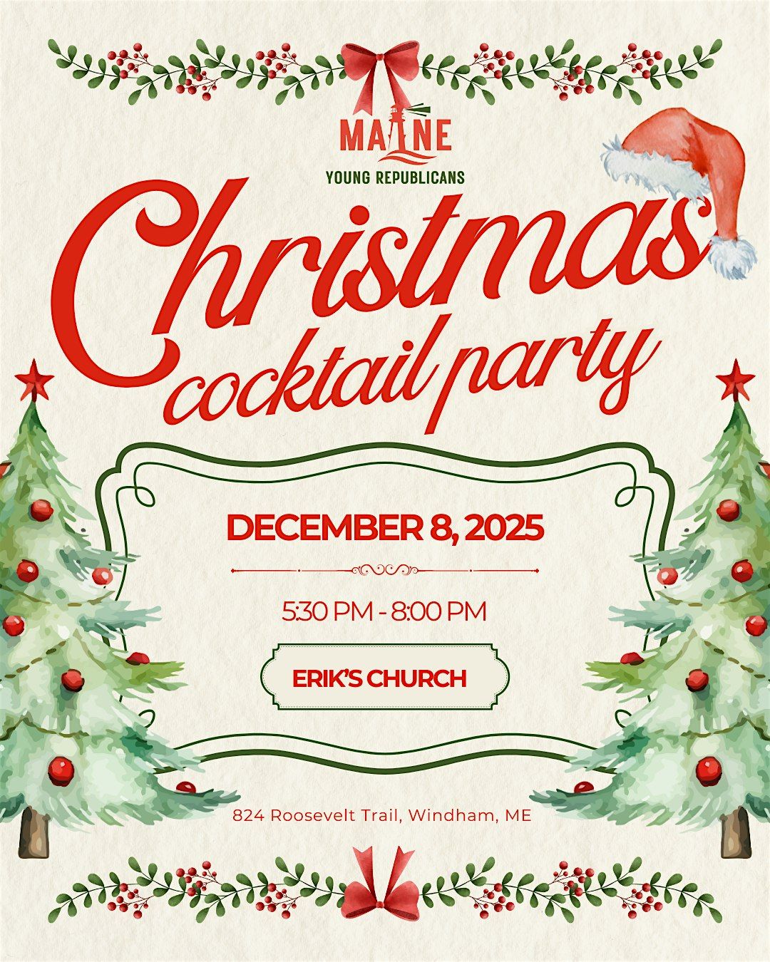Maine Young Republicans 2025 Christmas Cocktail Party, 8 December | Event in Windham | AllEvents