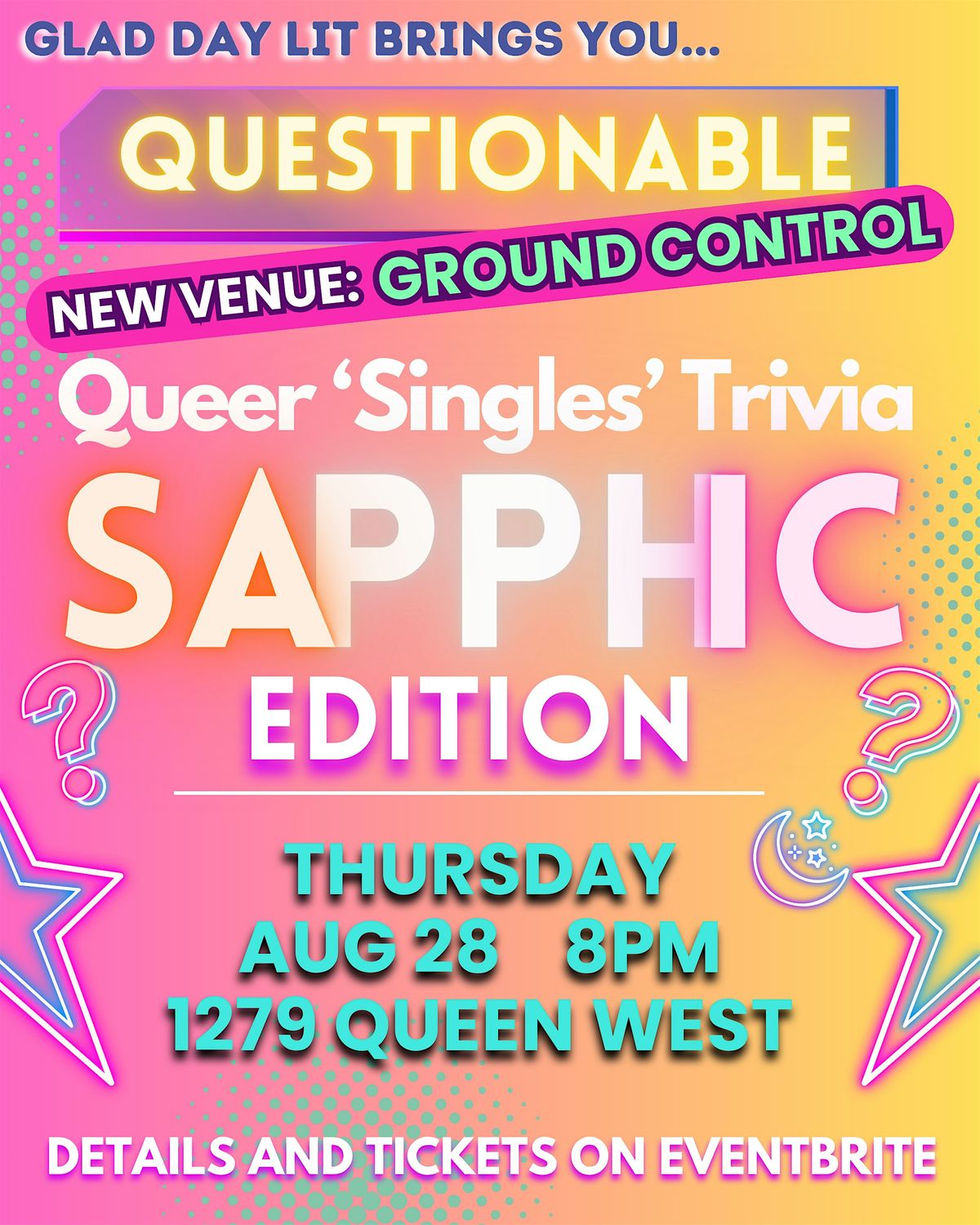 Questionable - SAPPHIC  EDITION : Queer Singles Trivia | Event in Toronto | AllEvents