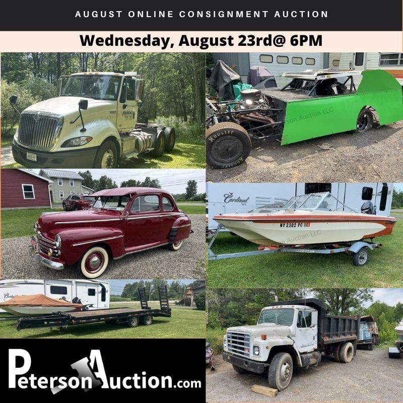 August 2023 Online Consignment Auction, Peterson Auction & Realty LLC