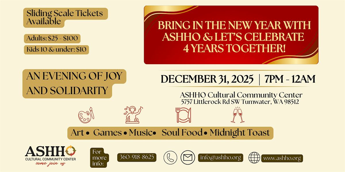New Year's Celebration at ASHHO, 31 December | Event in Tumwater | AllEvents