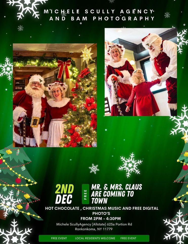 Michele Scully Allstate free digital photos with Santa and Mrs. Clause
