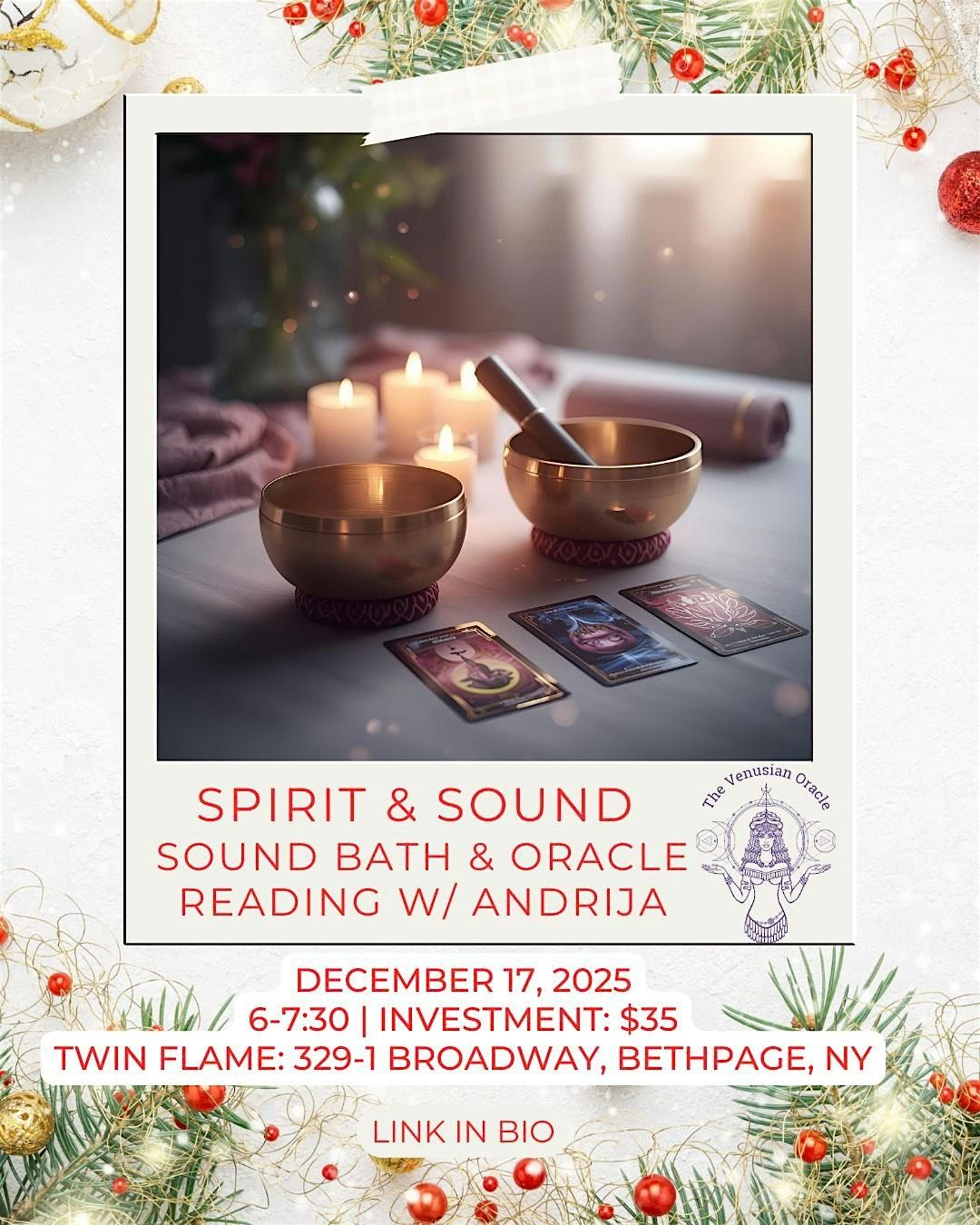 Sound & Spirit: Winter Sound Bath & Intuitive Card Reading, 17 December | Event in Bethpage | AllEvents