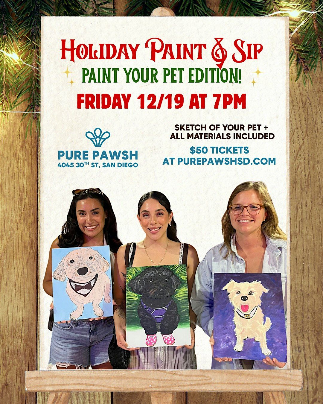 Holiday Paint and Sip: Paint Your Pet Edition, 19 December | Event in San Diego | AllEvents