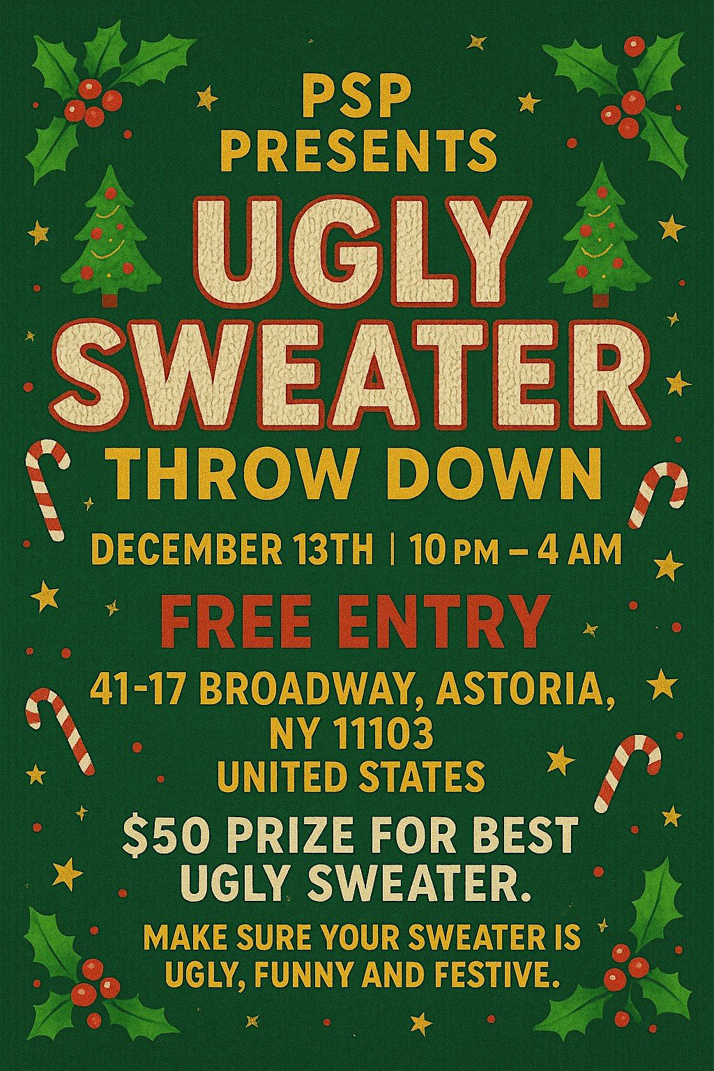 Ugly Sweater Throwdown, 13 December | Event in Queens | AllEvents