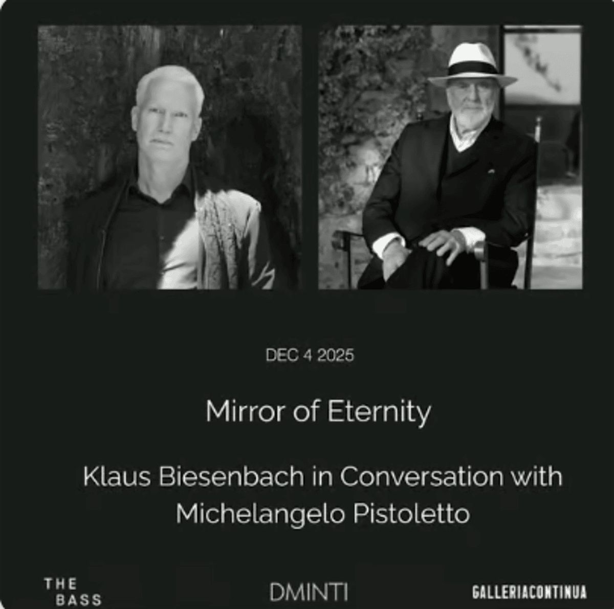 Mirror of Eternity-Klaus Biesenbach & Michaelangelo Pistoletto, 4 December | Event in Miami Beach | AllEvents