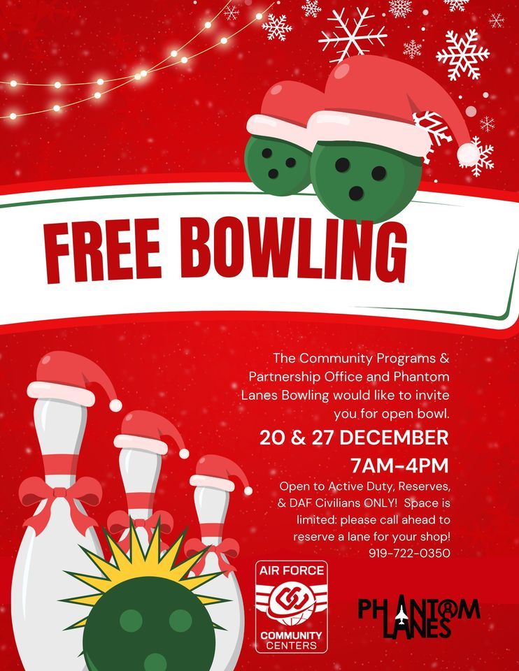 Free Bowling (Base Access Only), 1290 Andrews St, Goldsboro, NC 27531