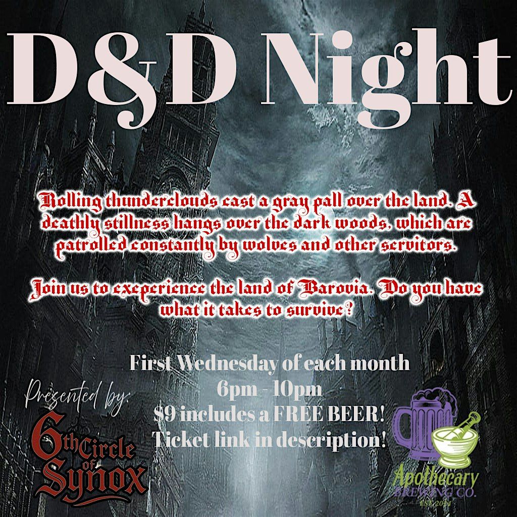 D&D Night at Apothecary Brewing, 3 December | Event in Claymont | AllEvents
