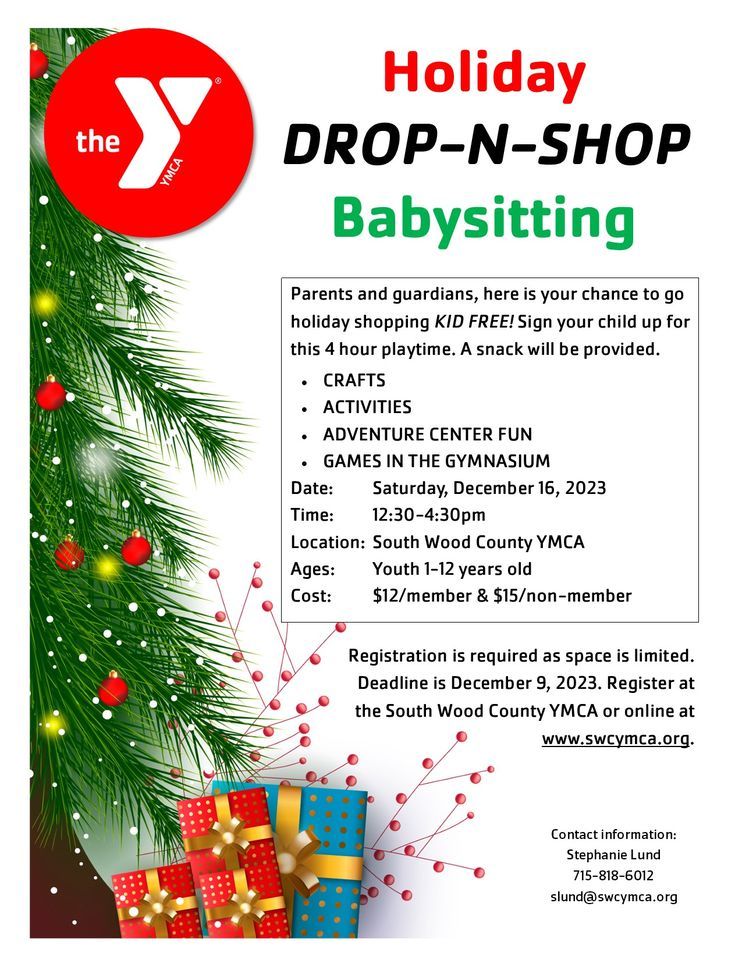 Holiday Babysitting, South Wood County YMCA, Wisconsin