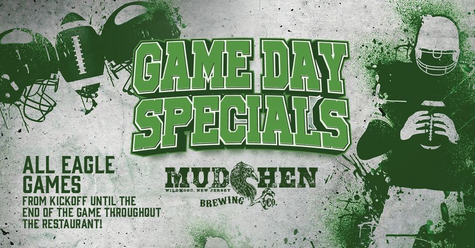 Eagles Game Day Specials, MudHen Brewing Company, Stone Harbor