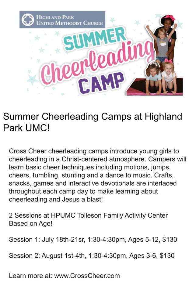 Summer Cheerleading Camps at Highland Park UMC!, Highland Park United