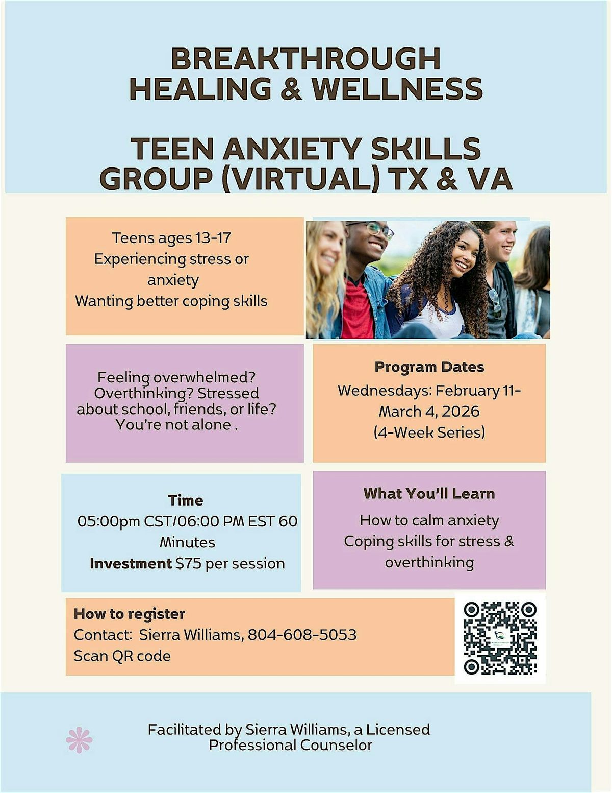 Teen Anxiety Skill Group-Virtual
