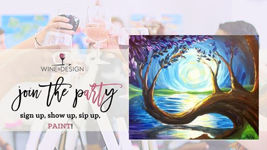 Paint + Sip Mysterious Moonrise, Wine & Design, Durham